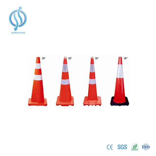 Durable orange and white traffic cone for roadway